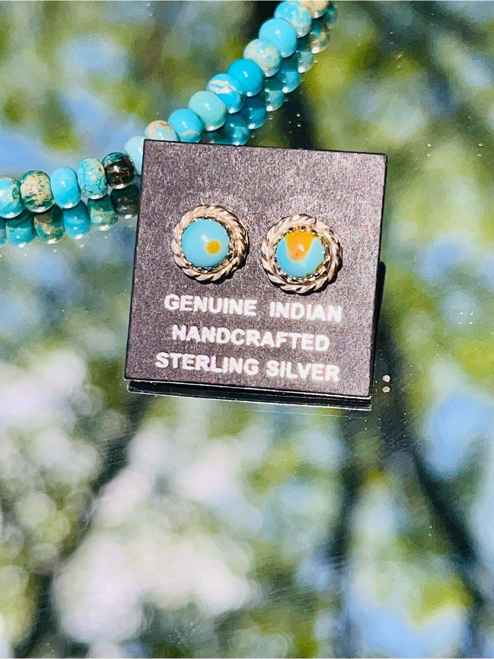Genuine Turquoise Stud Earrings